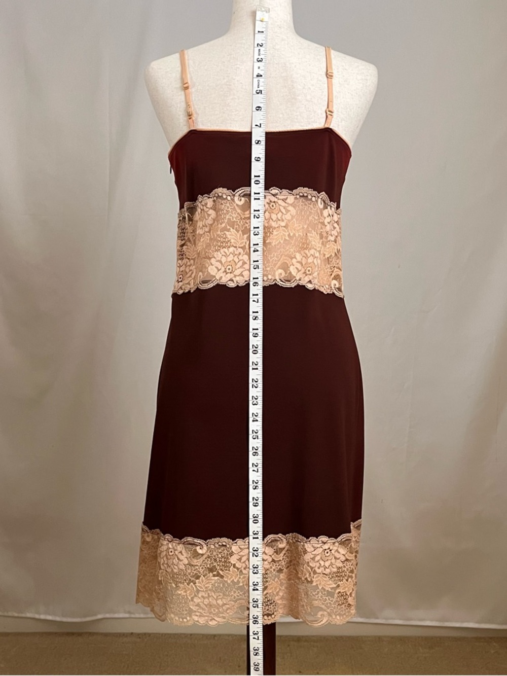 Vintage 90s D&G - Brown Slip Dress with Tan Lace Trim - 46 IT / U.S. 10 - Picture 15 of 16
